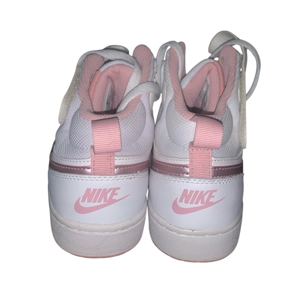 Nike White with Metallic Pink Mid-Top Sneakers - Picture 3 of 5